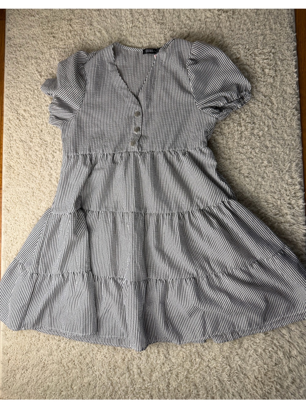 Women’s Medium Seersucker Short Sleeve Dress NWT